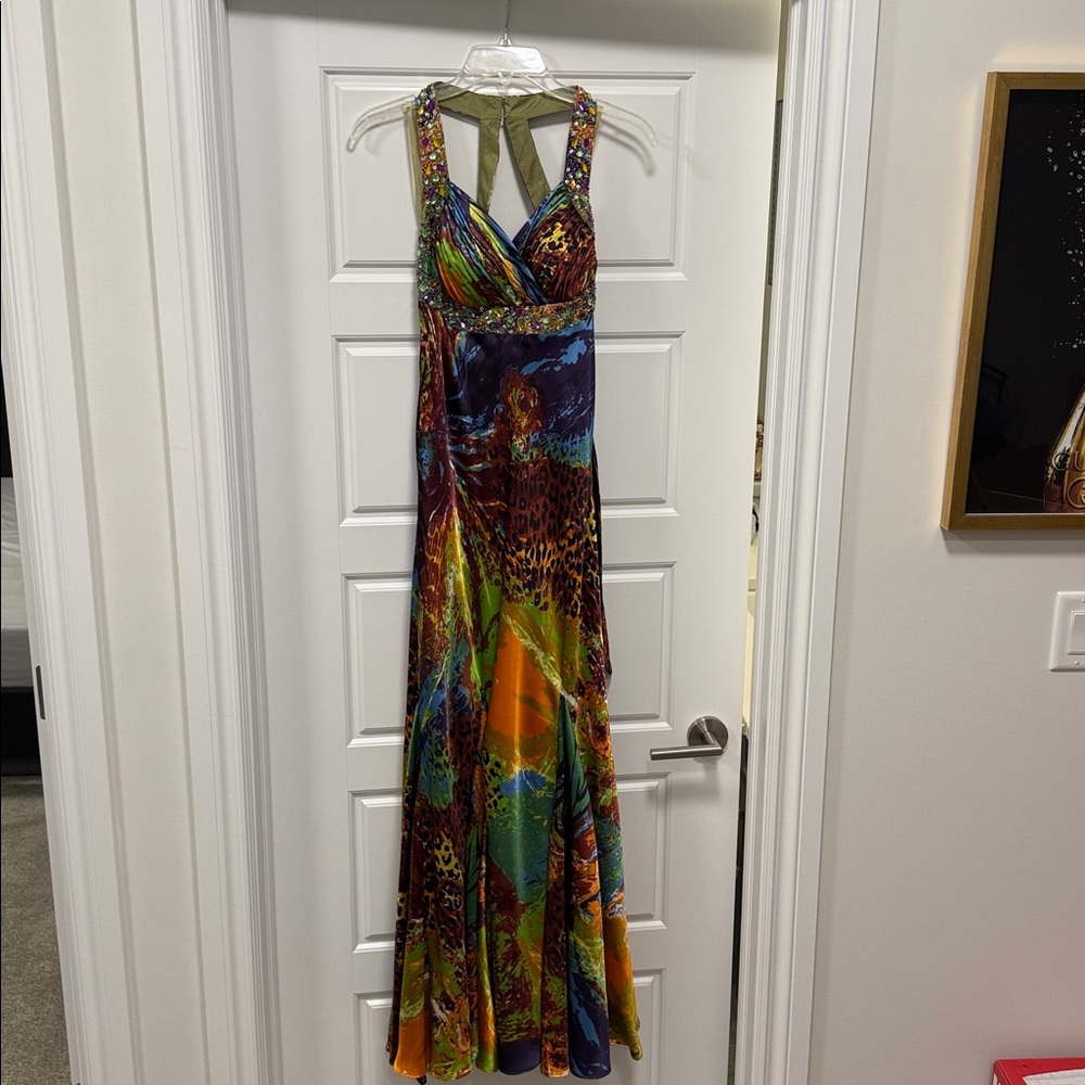 Bellissima Colorful Backless Evening Gown